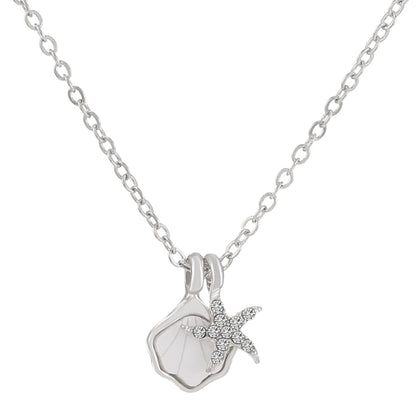 Ins starfish shell necklace female fashion temperament niche diamond star clavicle chain net red sweater chain tide