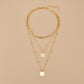 Fashion Round Alloy Queen Head Necklace Simple Multi-Layer Clavicle Chain Necklace Accessories