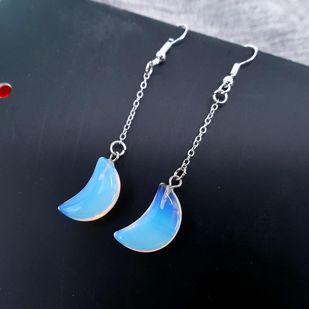 Direct Supply Moon Earrings Long Creative Earrings Earrings Natural Stone Alloy Earhooks Fashion Earrings