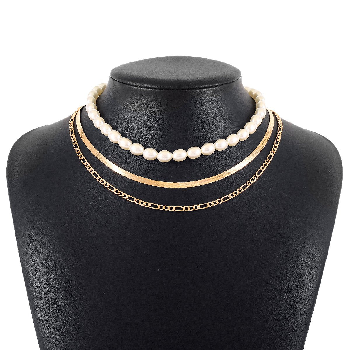 N1267 French elegant light luxury stacked necklace female snake bone chain pearl multi-layer simple show necklace