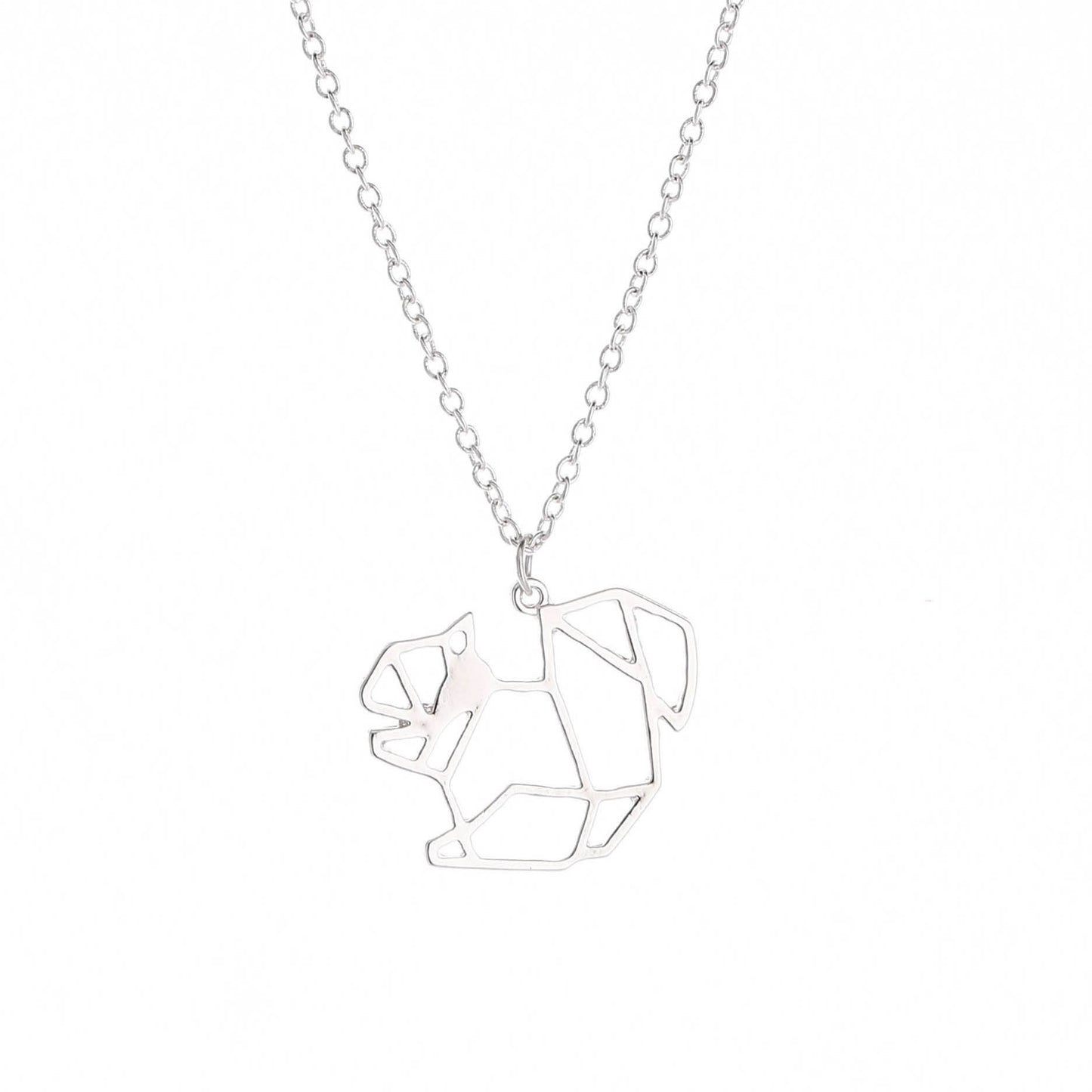 Necklace Cute Hollow Squirrel Necklace Female Geometric Stitching Personality Animal Pendant Clavicle Chain