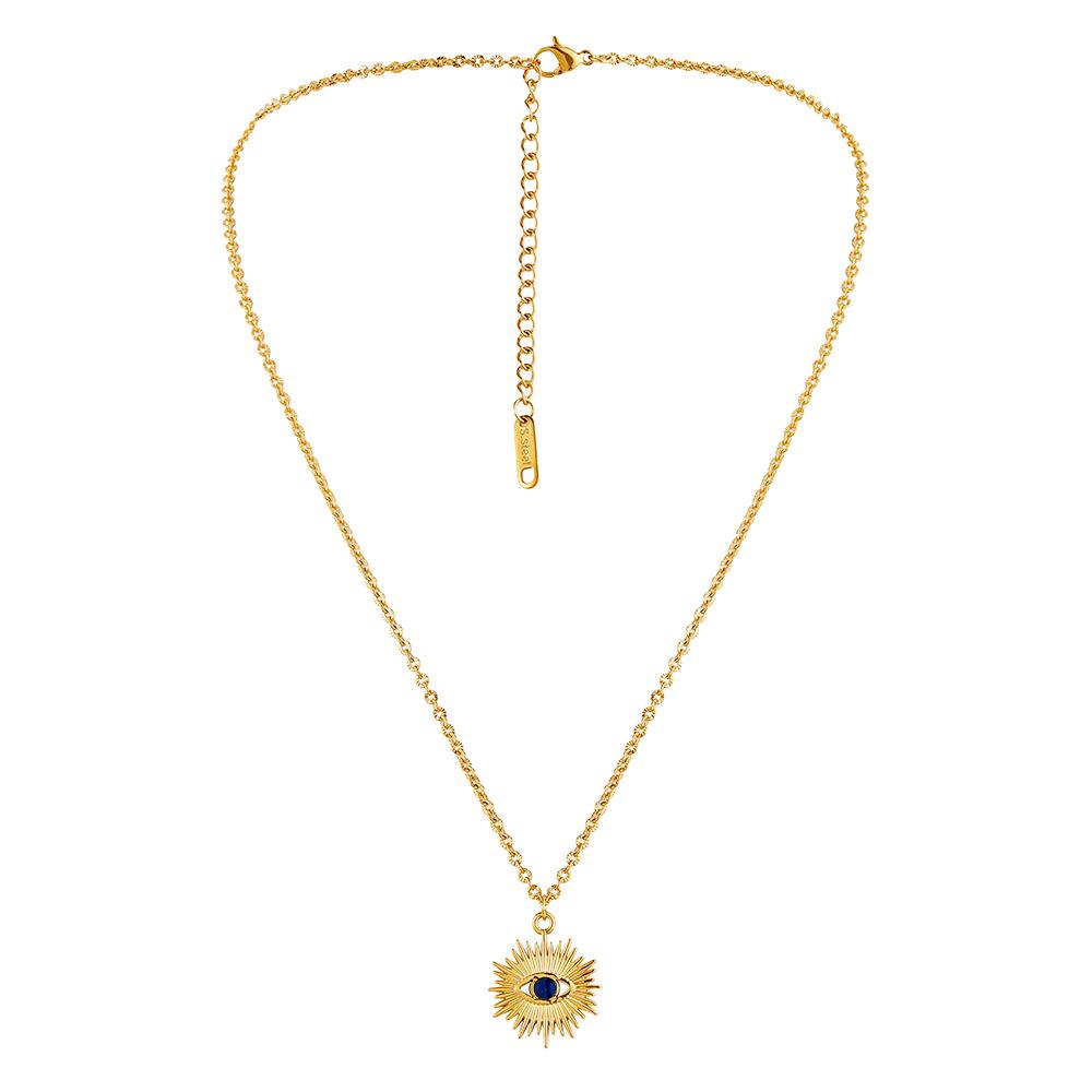 Retro Delicate Independent Design Ladies Fashion Simple Stainless Steel Gold Retro Eyes Sun Choker Necklace