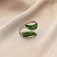 Fashion personality color drop oil flower feather stainless steel ring love titanium steel open ring jewelry