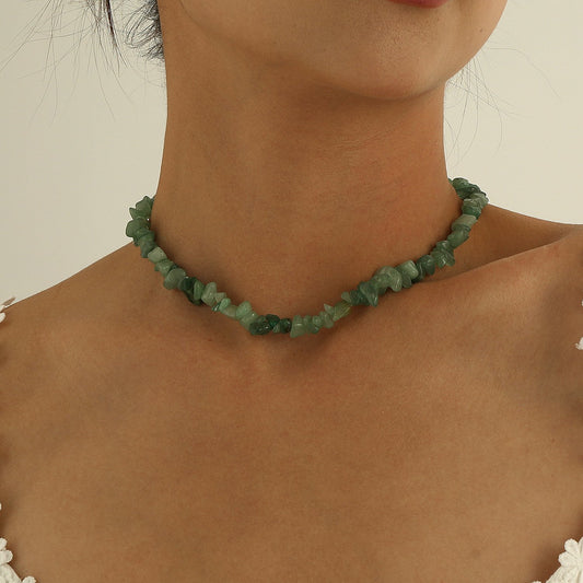 Jewelry Simple Short Green Winter Tomb Necklace Women's Geometric Fashion Irregular Stone Necklace