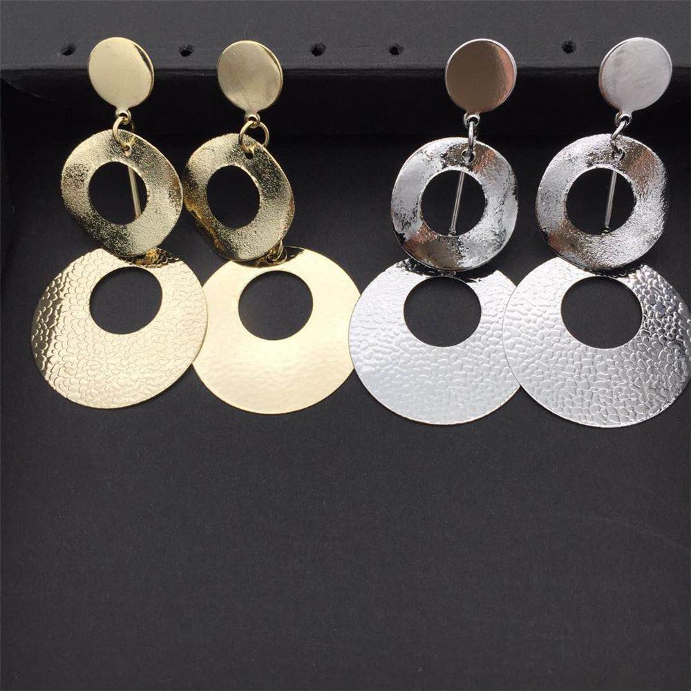 Large and small ring bright surface earrings ladies multi-level earrings girly heart Christmas gift ornaments