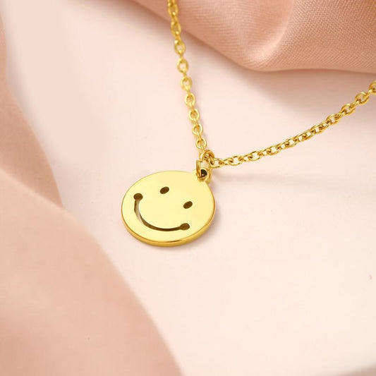 Smiley Necklace Hip Hop Jewelry Doesn't Fading Niche Design Sense Necklace Fashion Simple Sweater Chain Clavicle Chain