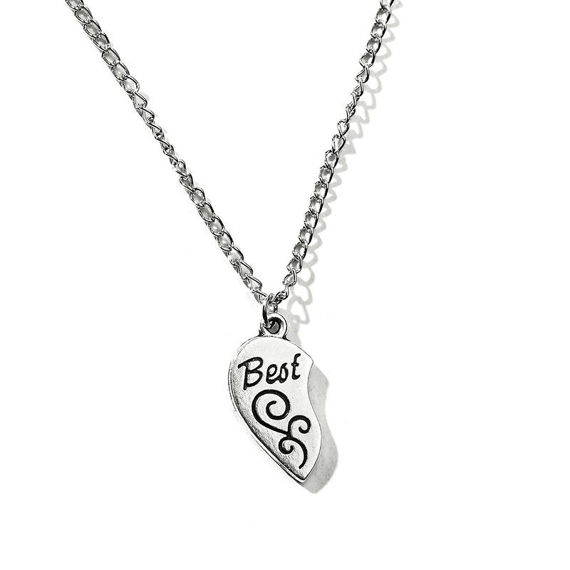 BestFriends Alloy Peach Heart Pendant Boudoir Honey Love Stitching Pendant Lettering Necklace