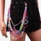 All-match hip-hop flower pants chain ins peach heart decoration color resin hanging chain punk detachable chain