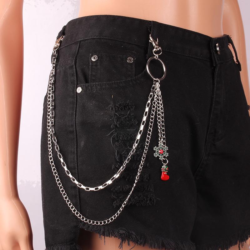 Autumn and winter double-layer pants chain Christmas chain with snowflake socks embellished with festive ornaments
