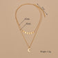 Jewelry Gold Chain Iron Single Hanging Moon Disc Chain Pendant Double Layer Necklace