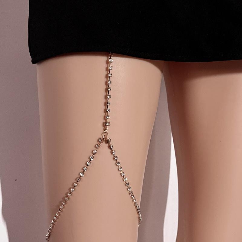 Trend rhinestone elastic leg chain female fashion rhinestone thigh chain simple street shooting chain beach accessories