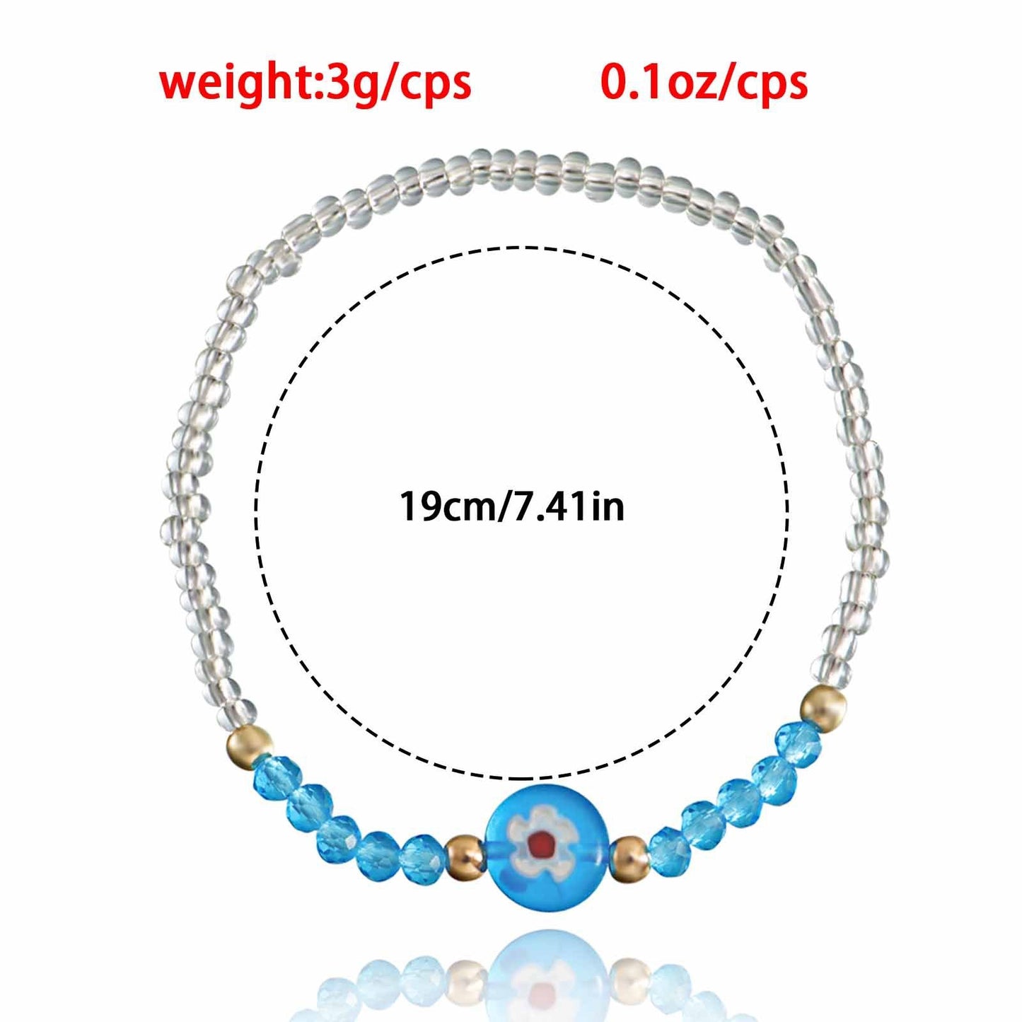 Jewelry Personality Color Glass Flower Crystal Transparent Millet Beads Elastic Rope Beaded Bracelet Female Hand Jewelry