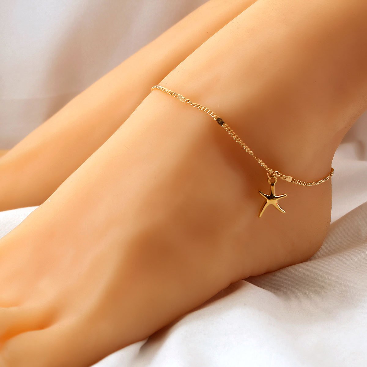 Jewelry Alloy Starfish Shaped Anklet Female Fashion Geometric Simple Pentagram Foot Ornament