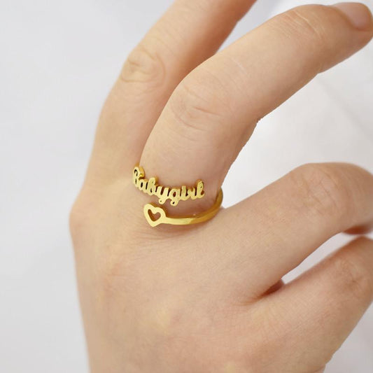 Retro letter Babygirl ring female personality simple love ring