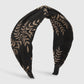 F4881 Fabric fashion trendy cross wide-brimmed headband pure color leaf print contrasting color simple net red headband