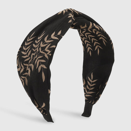 F4881 Fabric fashion trendy cross wide-brimmed headband pure color leaf print contrasting color simple net red headband