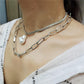 Jewelry Retro Versatile Multilayer Copper Snake Chain Natural Baroque Pearl Fashion Personality Two-piece Set