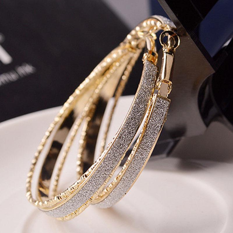 Fashion Earrings Pop Alloy Earrings Earrings Frosted Ring Circle Hoop Earrings Earrings