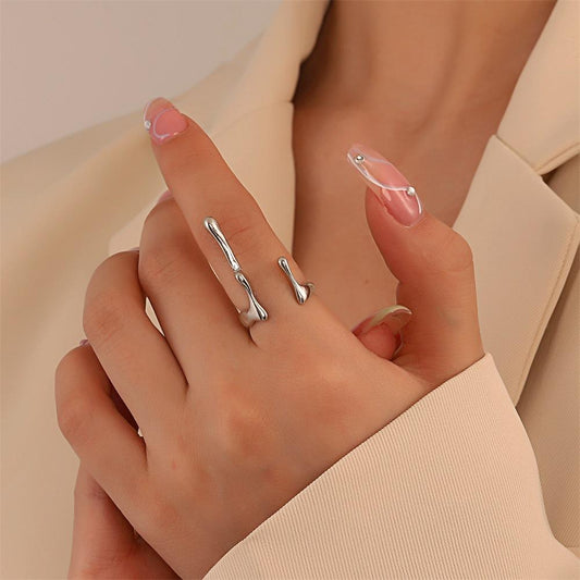 Lava water drop ring fashion personality metal geometric opening index finger ring simple jewelry