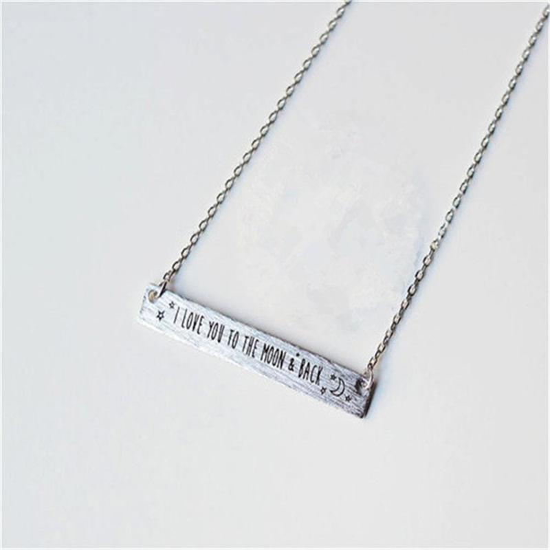 Lettering necklace Iloveyoutothemoonandback long letter necklace