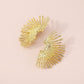 E1886 Retro Temperament Fan-shaped Earrings ZA Heavy Industry Metal Texture Fold Street Shoot Trendy Earrings Female