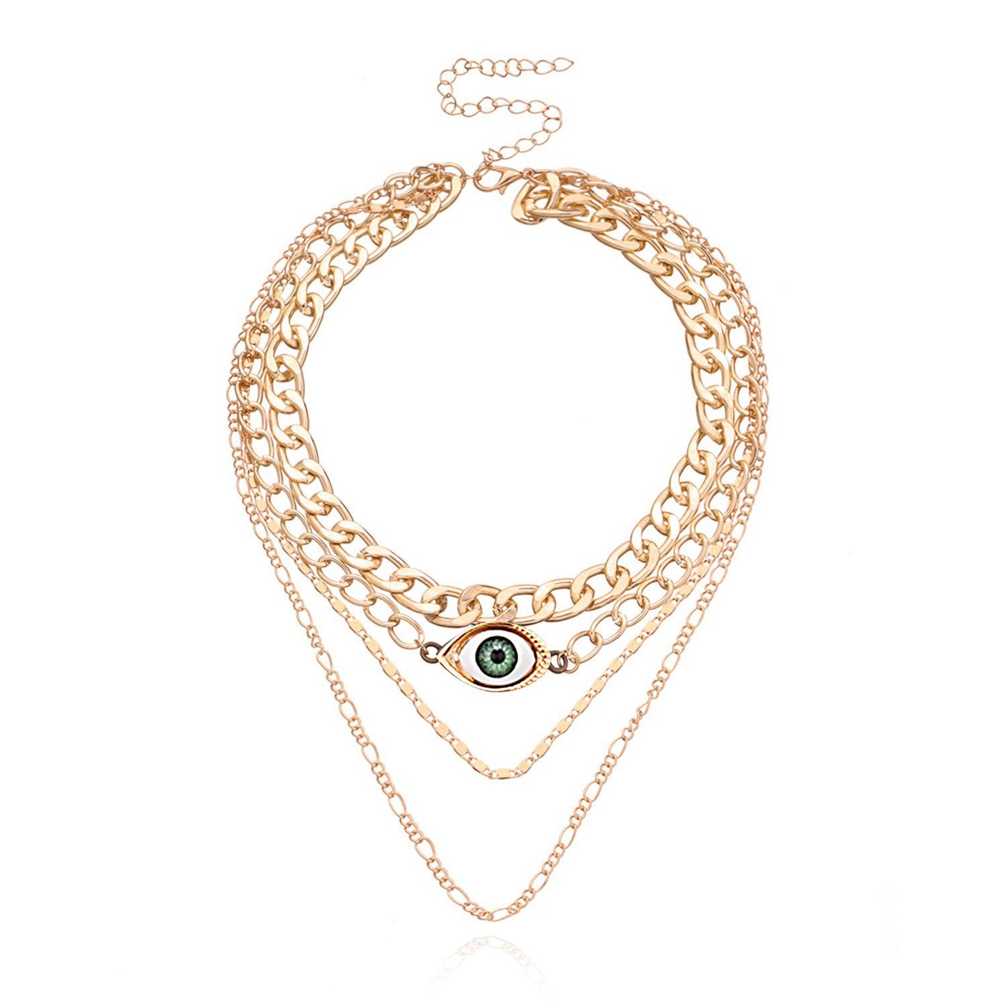 Jewelry Exaggerated Alloy Devil's Eye Pendant Necklace Female Handmade Fashion Drip Eyes Necklace