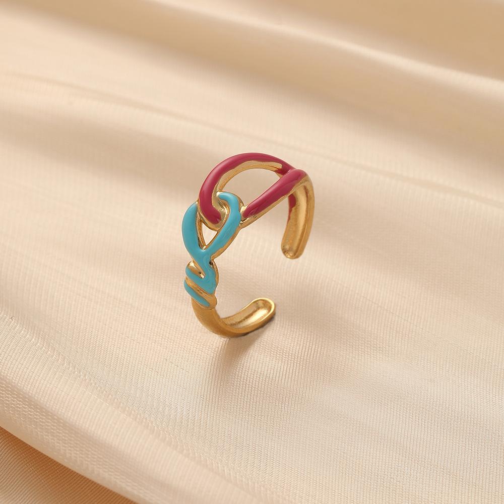Geometric and elegant women's stainless steel fashion opening knotted rope adjustable ring