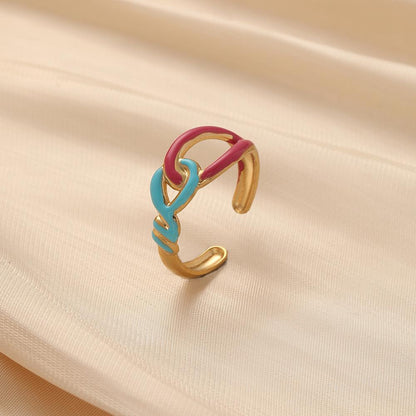 Geometric and elegant women's stainless steel fashion opening knotted rope adjustable ring
