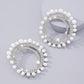 E1263 Jewelry Personality Diamond Round Earrings Exaggerated Night Light Luxury Imitation Pearl Earrings Women