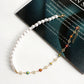 Jewelry ins splicing imitation pearl painted drip glaze flower pendant female niche high-end necklace light luxury