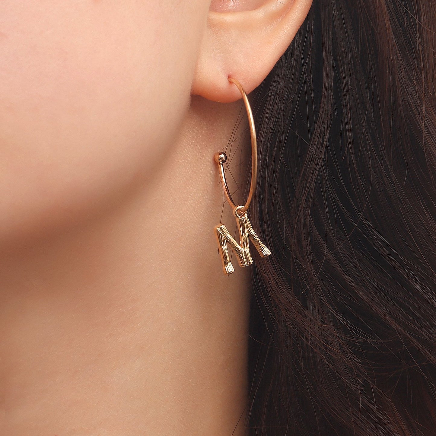Jewelry punk geometric letter M pendant earrings female insC-shaped large ring earrings