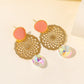 Personalized Hollow Flower Earrings Bohemian Fashion Round Colorful Zircon Temperament Ladies Earrings