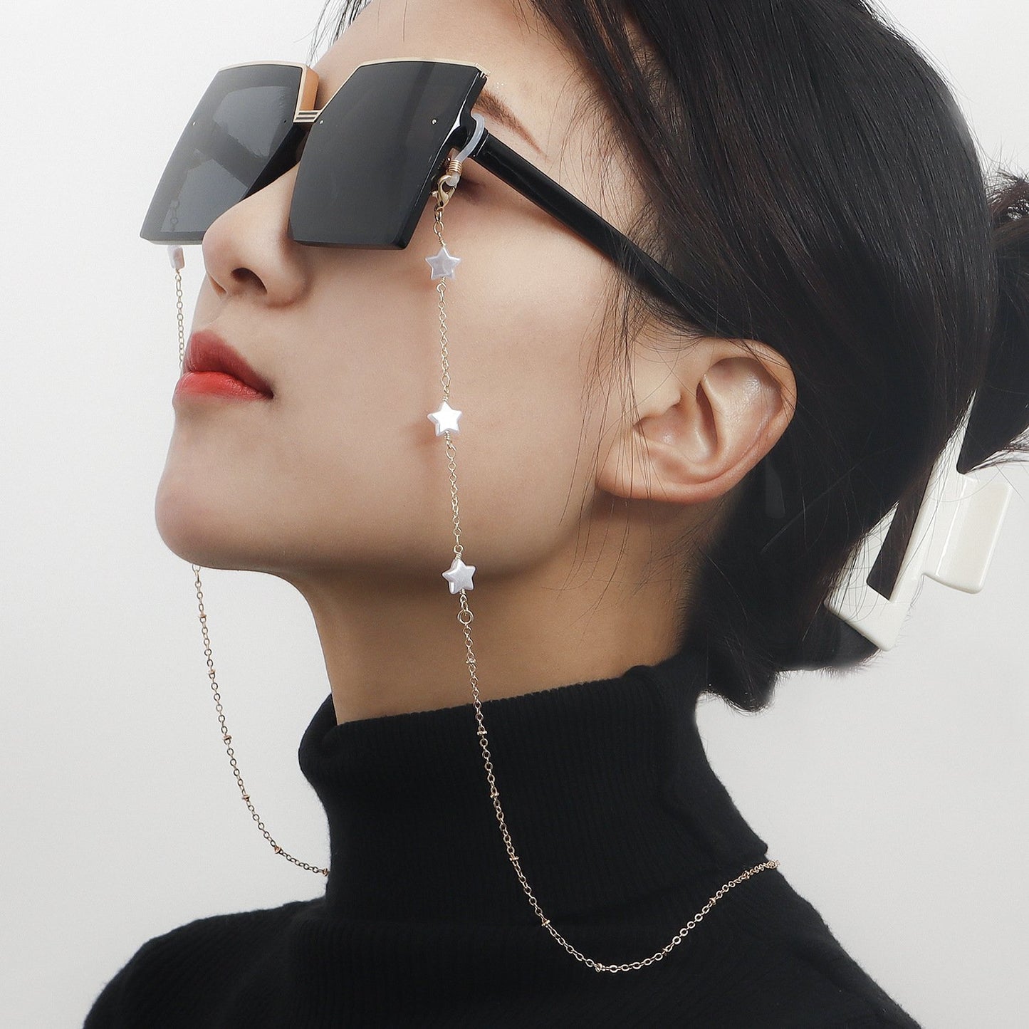 Five-pointed star imitation pearl advanced sense sunglasses chain non-slip glasses chain mask lanyard face chain female earphone chain
