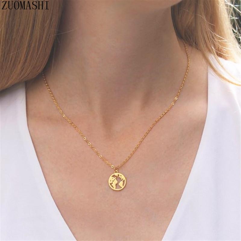 Stainless steel world map necklace circle hollowed out your world map pendant stainless steel jewelry 19 years explosion