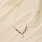 Color Zircon Crescent Pendant Light Luxury Niche Design Sense Short Stainless Steel Moon Beaded Amethyst Stone Necklace