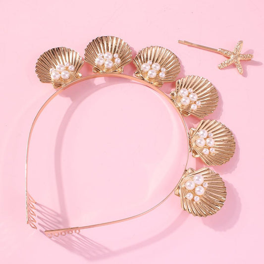 2F746 personalized alloy shell headband is specially for creative seaside holiday hairpin hair accessories