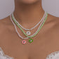 N1121 Small Fresh Rice Bead Necklace Women's Flower Tai Chi Gossip Necklace Simple Design Contrasting Color Necklace