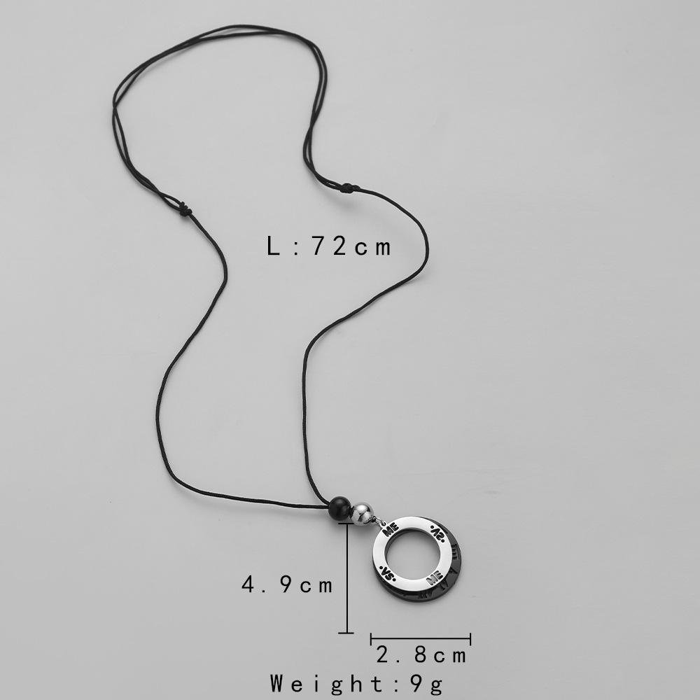 Fashion punk street commuting men's adjustable round Roman numeral necklace