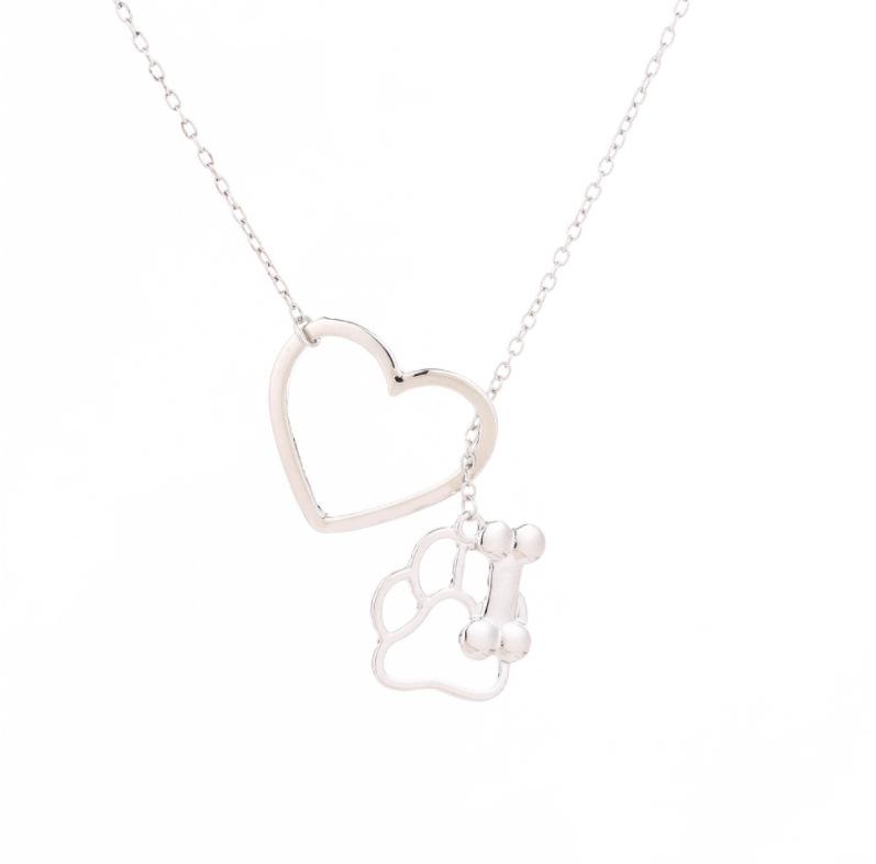 Jewelry Explosive Style Hollow Heart Dog Bone Pendant Necklace Female Creative Pet Jewelry