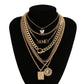 Fashion Jewelry Personality Simple OT Buckle Multilayer Necklace Hip Hop Retro Metal Butterfly Necklace Female