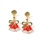 Ornament red dripping oil Christmas bell pendant earrings ladies Christmas earrings earrings