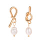 Temperament asymmetric knotted sub-gold pearl earrings fashion ladies minimalist earrings retro trend earrings