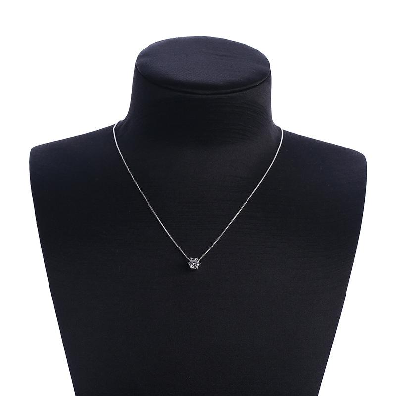 Jewelry fashion simple single zircon necklace sweet micro-inlaid pendant