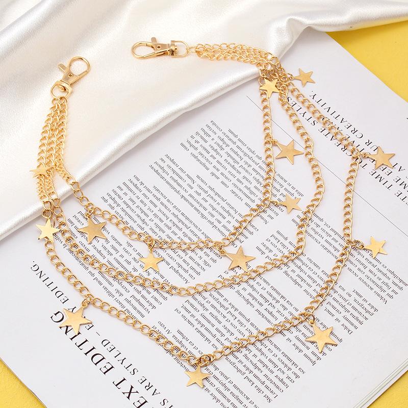 Popular Jewelry Punk Tassel Star Waist Chain Personality Versatile Pants Chain Fashion Multilayer Body Chain