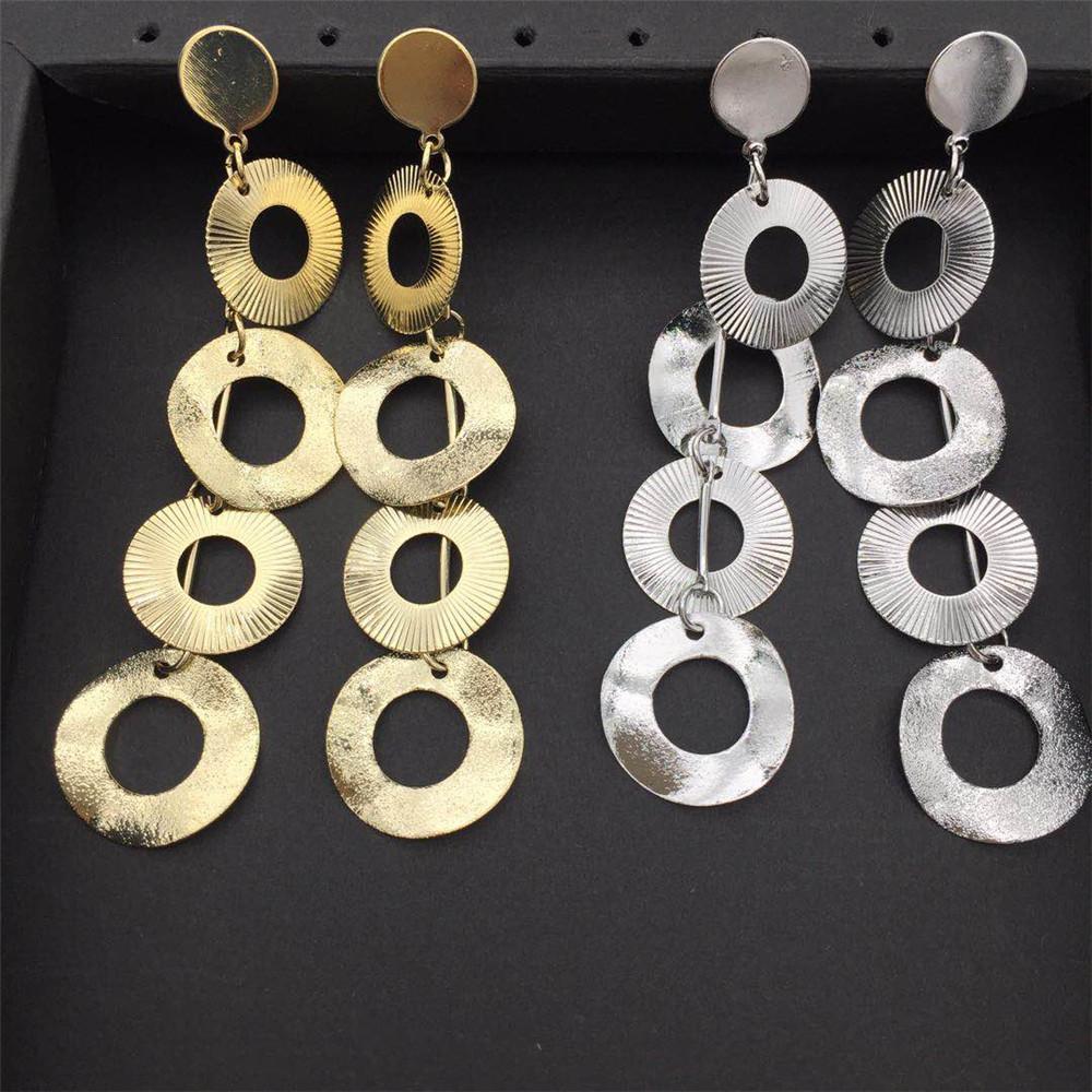Ring string earrings ladies multi-level metal disc exaggerated earrings Christmas party stage performance
