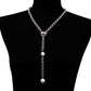 Fashion Pearl Long Pendant Necklace Ladies Punk OT Buckle Metal Chain Pearl Necklace