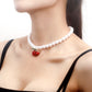 Jewelry y2k acrylic big pearl exaggerated red cherry necklace female niche design choker