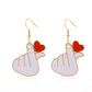 Creative personality earrings simple metal dripping oil red heart-shaped earrings creative cute earrings female