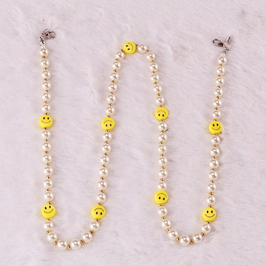 Mask anti-drop hanging chain smiling face yellow hanging neck mask rope anti-lost necklace glasses chain dual-use
