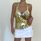 Jewelry Sexy Sequin V Neck Vest Handmade Dress Chain Night Shiny Disc Body Chain